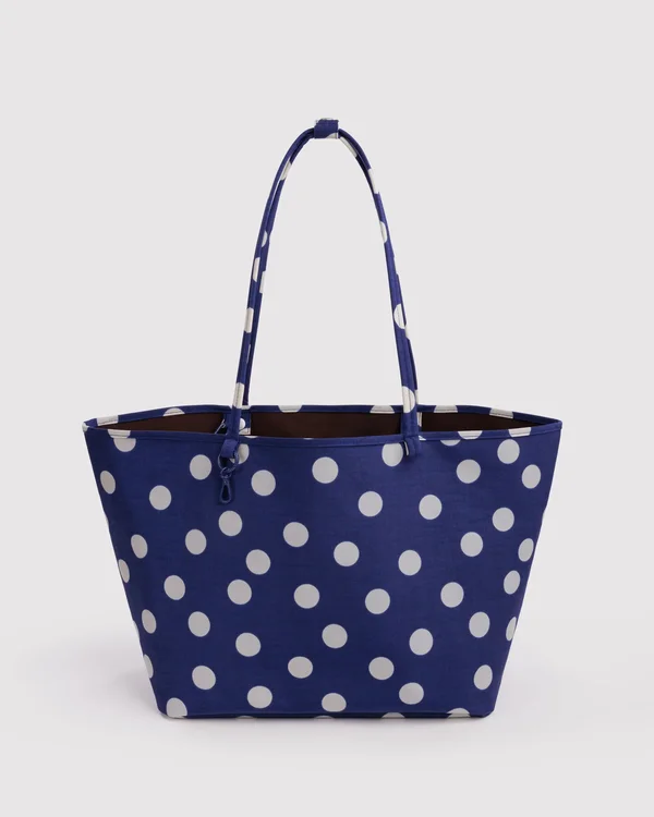 Large Nylon Reversible Tote - Navy Polka Dot Mix - Size: OS