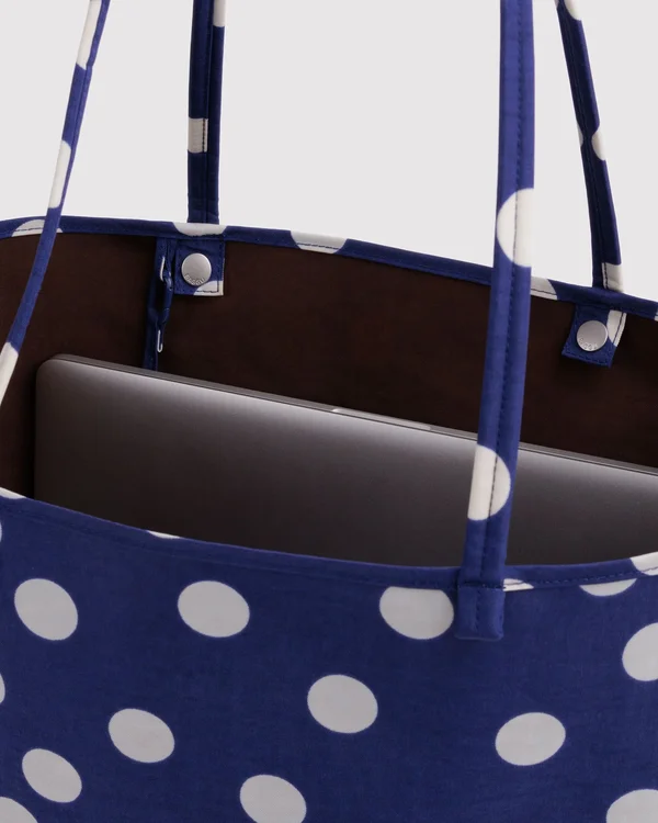 Large Nylon Reversible Tote - Navy Polka Dot Mix - Size: OS