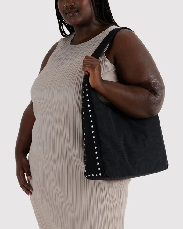 Nylon Shoulder Bag - Studs - Size: OS