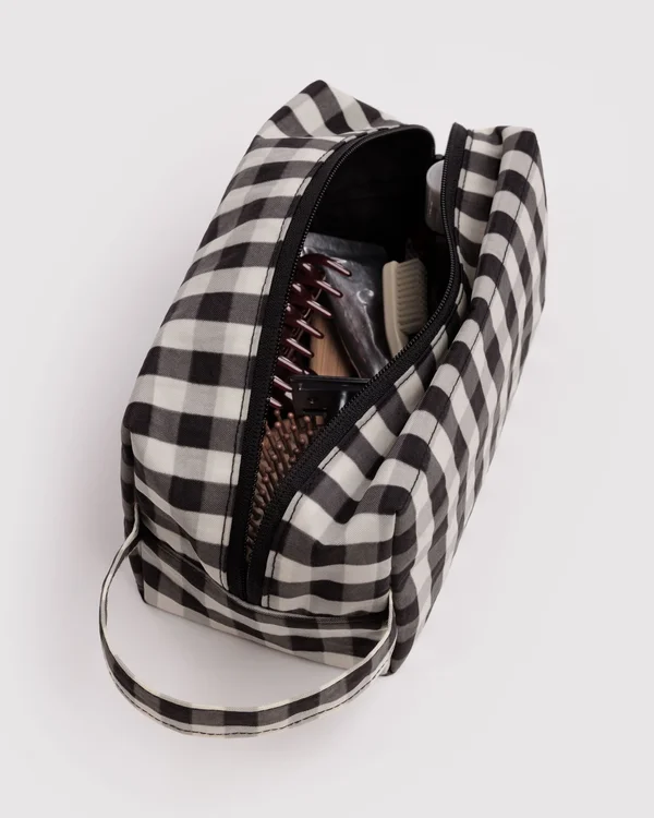 Dopp Kit - Black And Cream Gingham - Size: OS