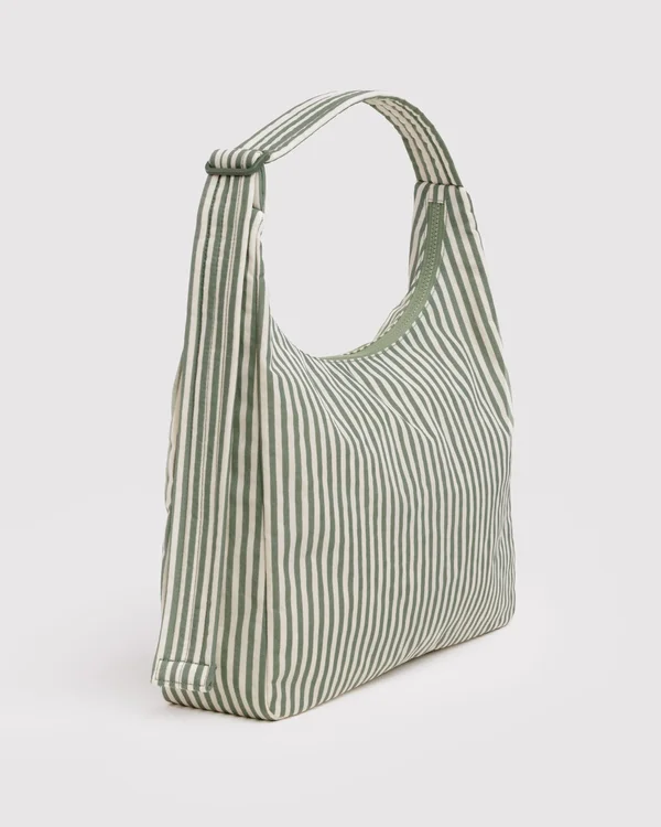 Nylon Shoulder Bag - Sage Stripe - Size: OS