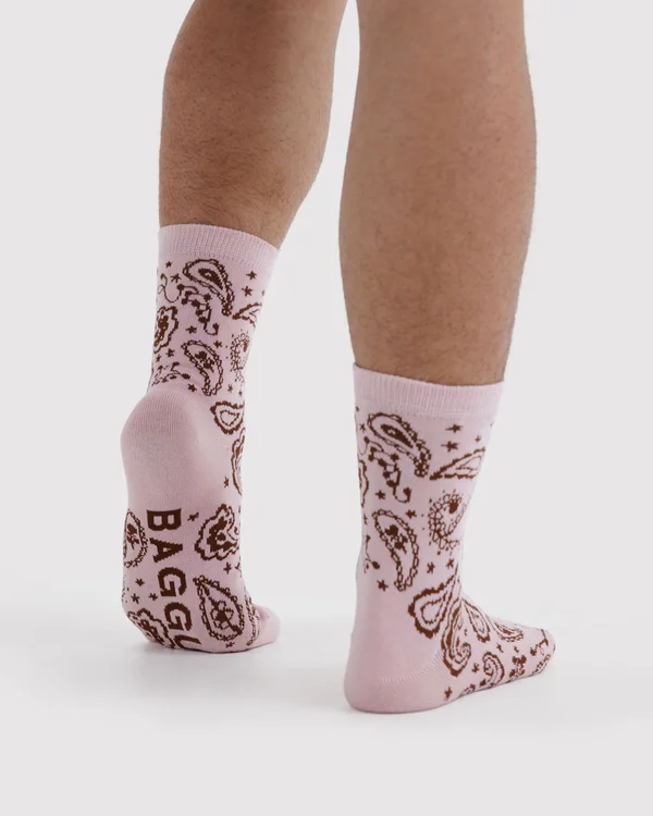 Crew Sock - Paisley Pink - Size: OS
